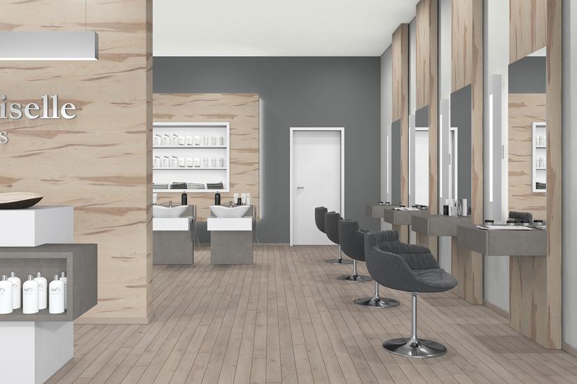 Innenansicht Fisörsalon Planung Planungsbeispiel Frisör Salon