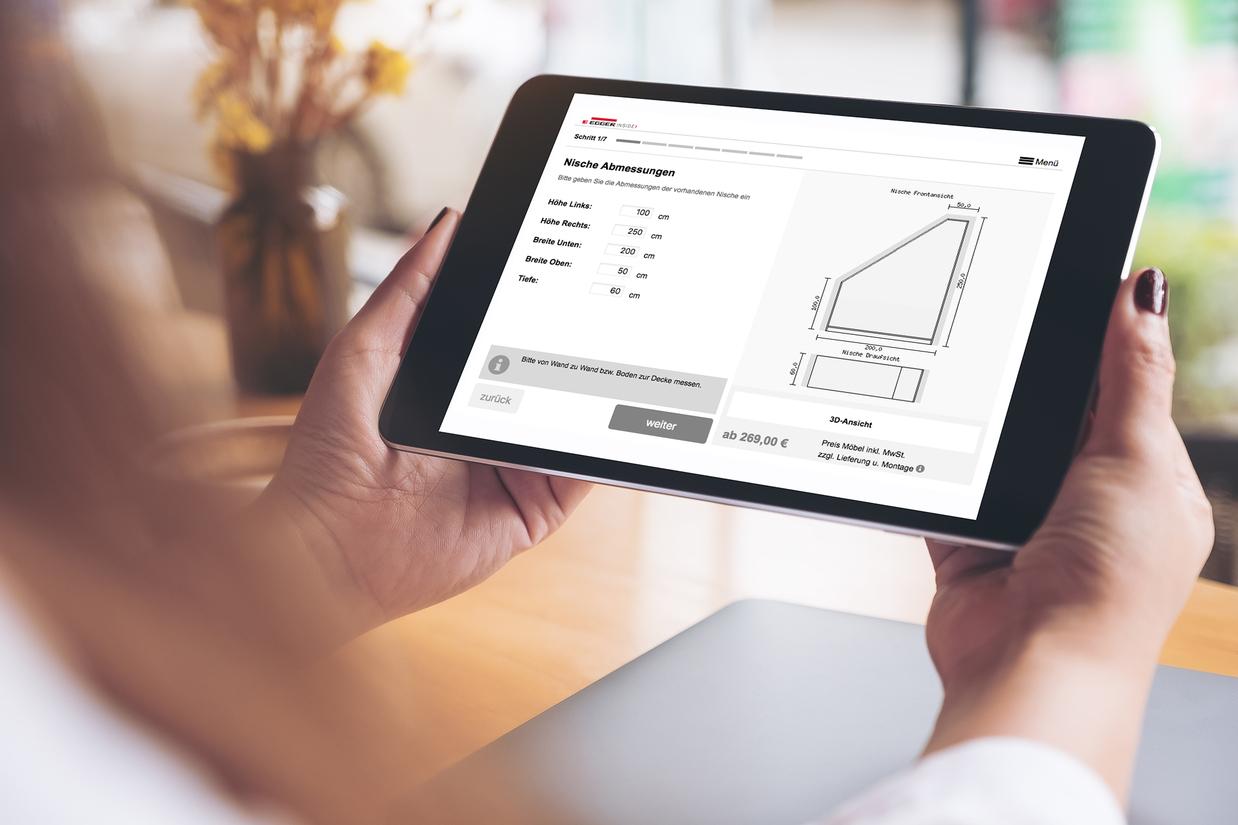 Möbel individuell online planen - Möbelplaner Betrieb für Innenausbau Möbelplaner auf dem IPad - Individuelle Maße